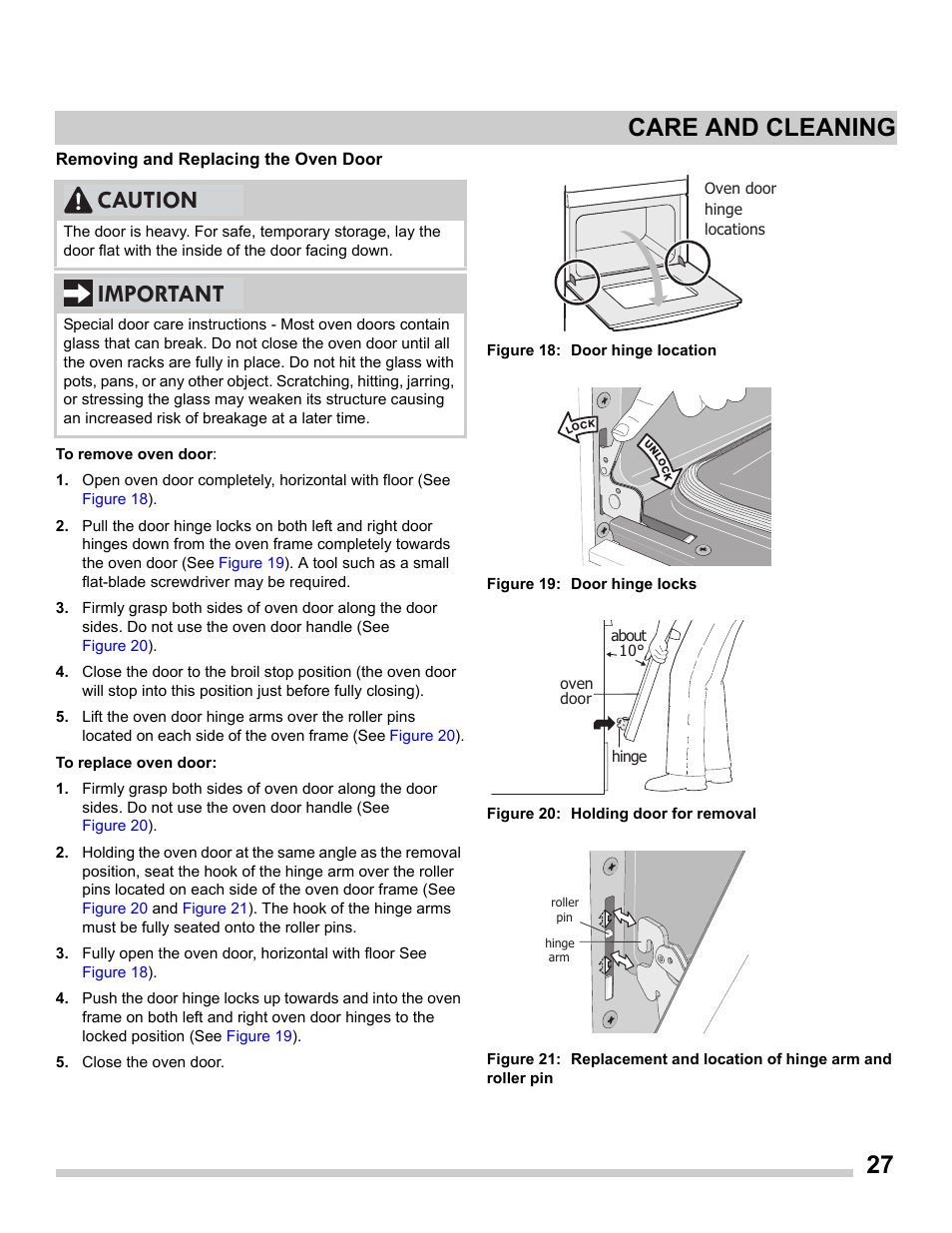 27 care and cleaning, Caution important | FRIGIDAIRE FGET2765PW User Manual | Page 27 / 32