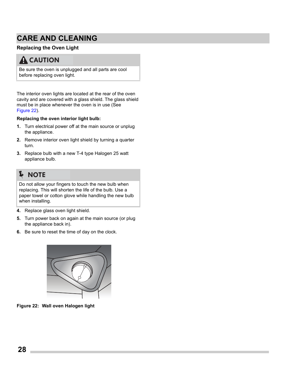 28 care and cleaning | FRIGIDAIRE FGET2765PW User Manual | Page 28 / 32