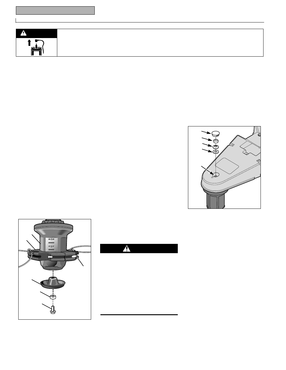Warning removing and replacing the trimmer head, Inspecting / replacing the drive belt | Bolens 52069-6HP User Manual | Page 14 / 24