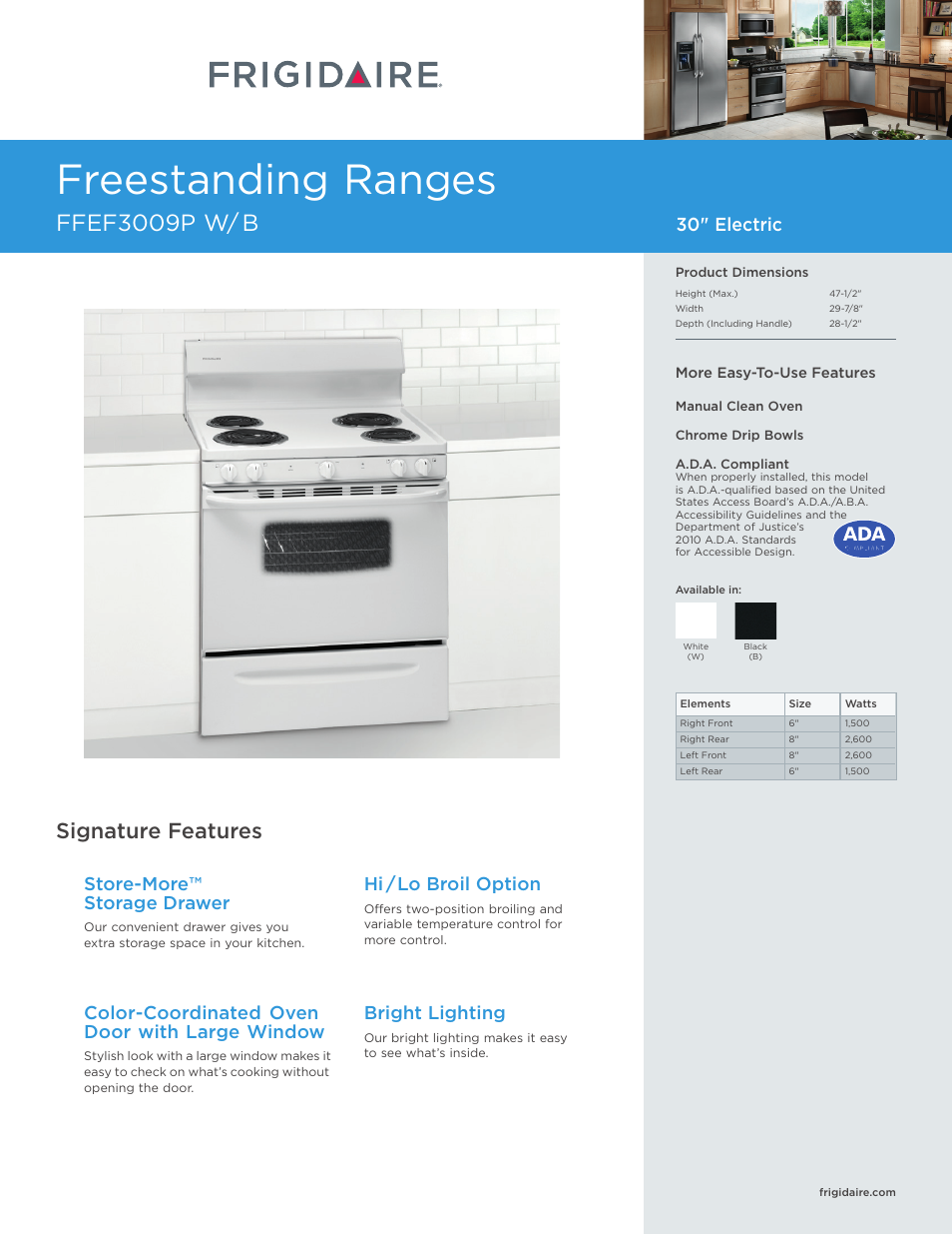 FRIGIDAIRE FFEF3009PB User Manual | 7 pages