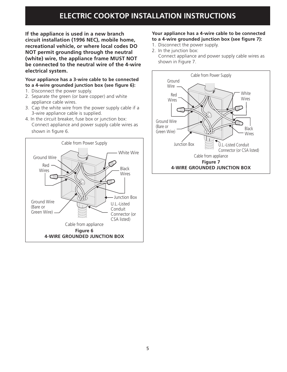 Electric cooktop installation instructions | FRIGIDAIRE FFEC3624PS User Manual | Page 5 / 24