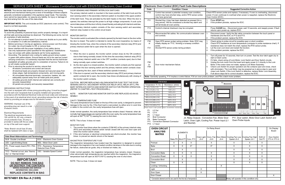 FRIGIDAIRE FPMC3085PF User Manual | 4 pages