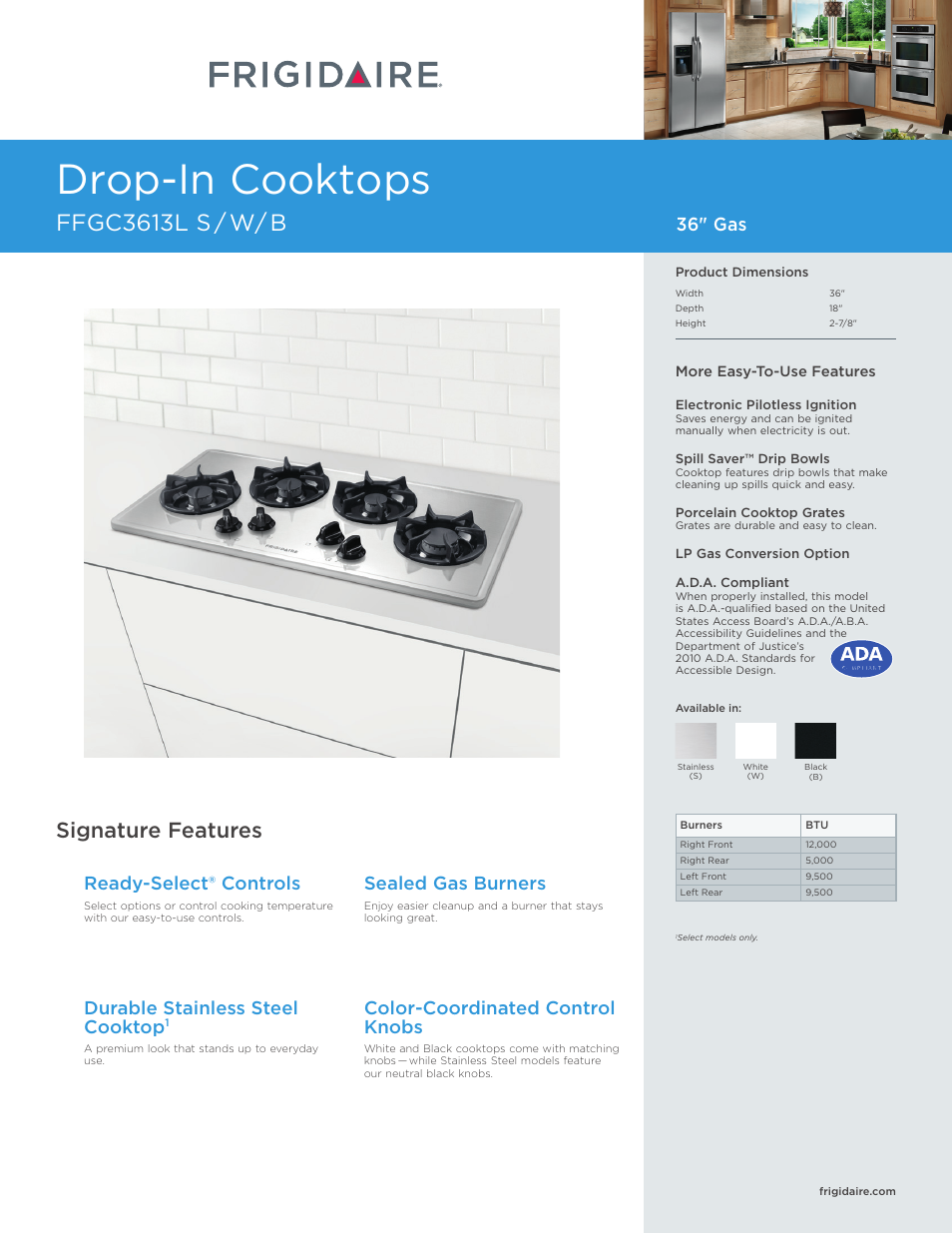 FRIGIDAIRE FFGC3613LS User Manual | 5 pages