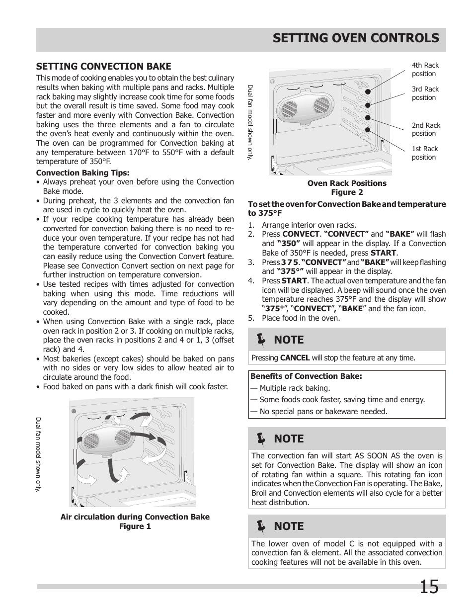 Setting oven controls | FRIGIDAIRE FGET3065KW User Manual | Page 15 / 32