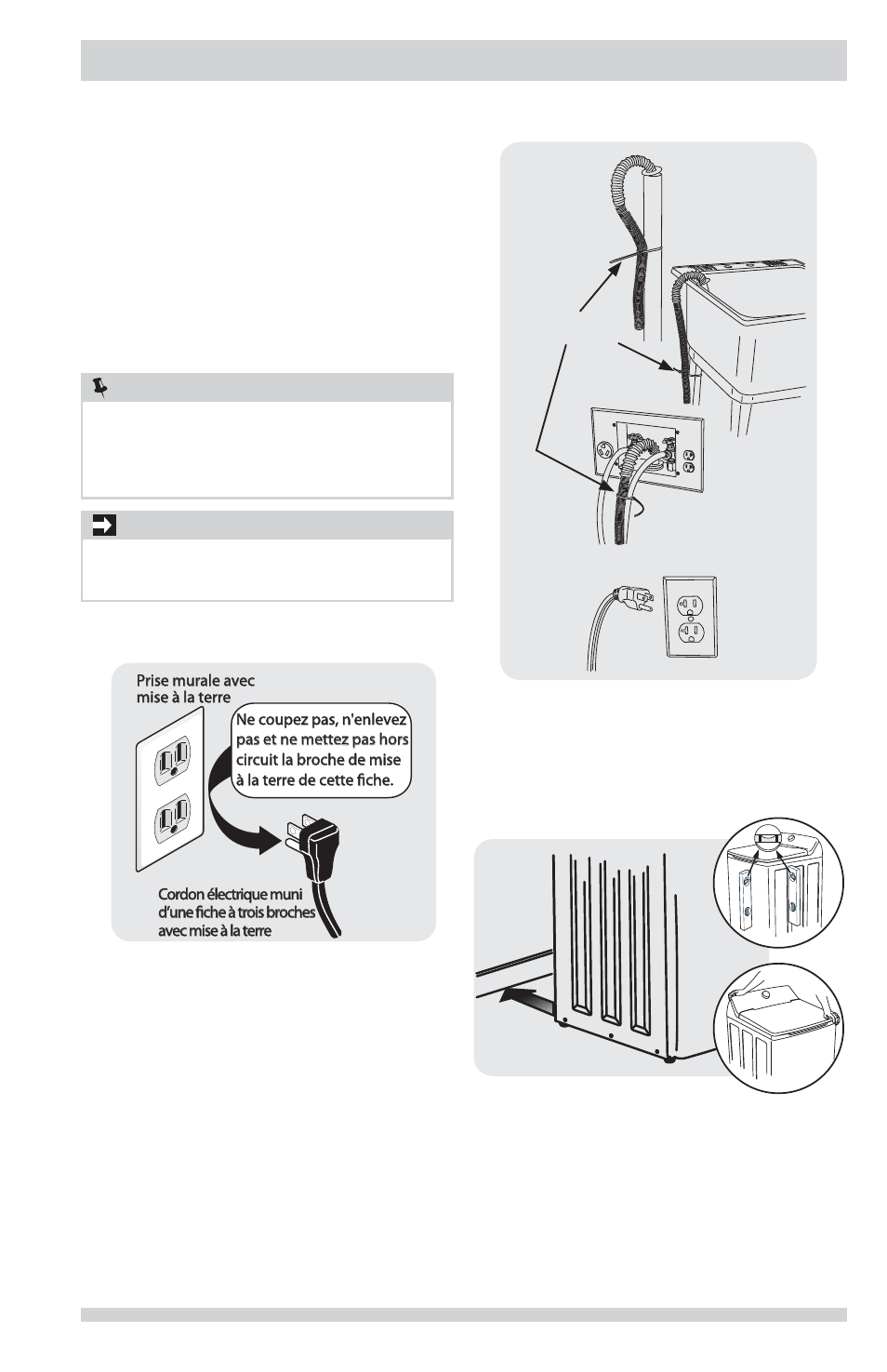 Instructions d’installation, Important, Remarque | FRIGIDAIRE FFTW1001PW User Manual | Page 19 / 32