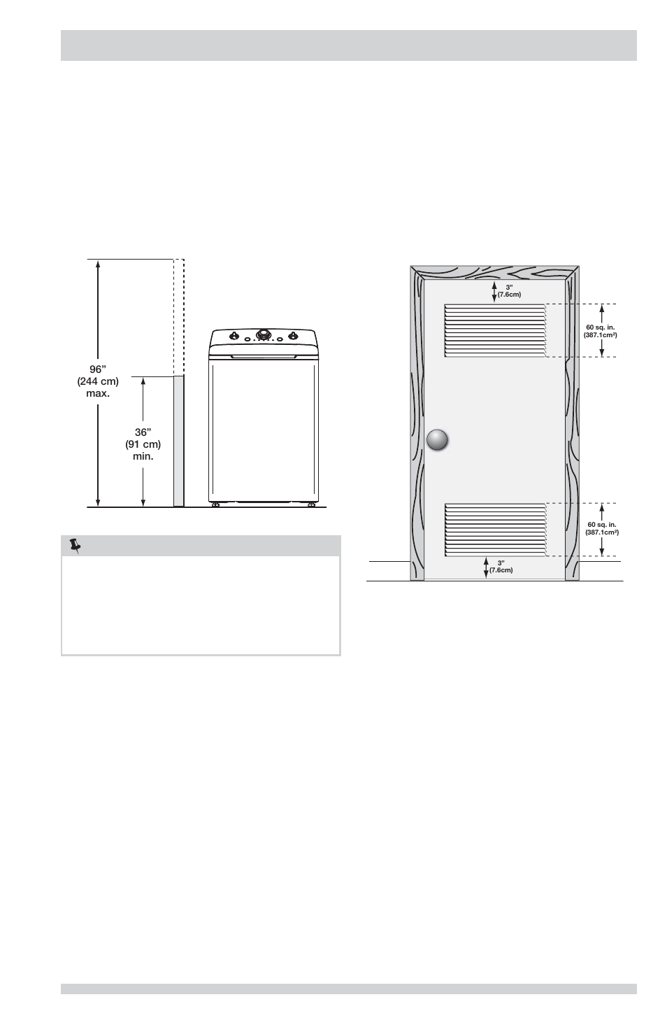 Requisitos de instalación, Nota, Instalación en un nicho o armario | Requisitos del sistema de desagüe | FRIGIDAIRE FFTW1001PW User Manual | Page 25 / 32