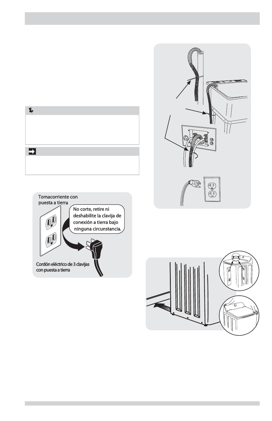 Instrucciones de instalación, Conexión del desagüe y del suministro eléctrico, Importante | Nota | FRIGIDAIRE FFTW1001PW User Manual | Page 29 / 32
