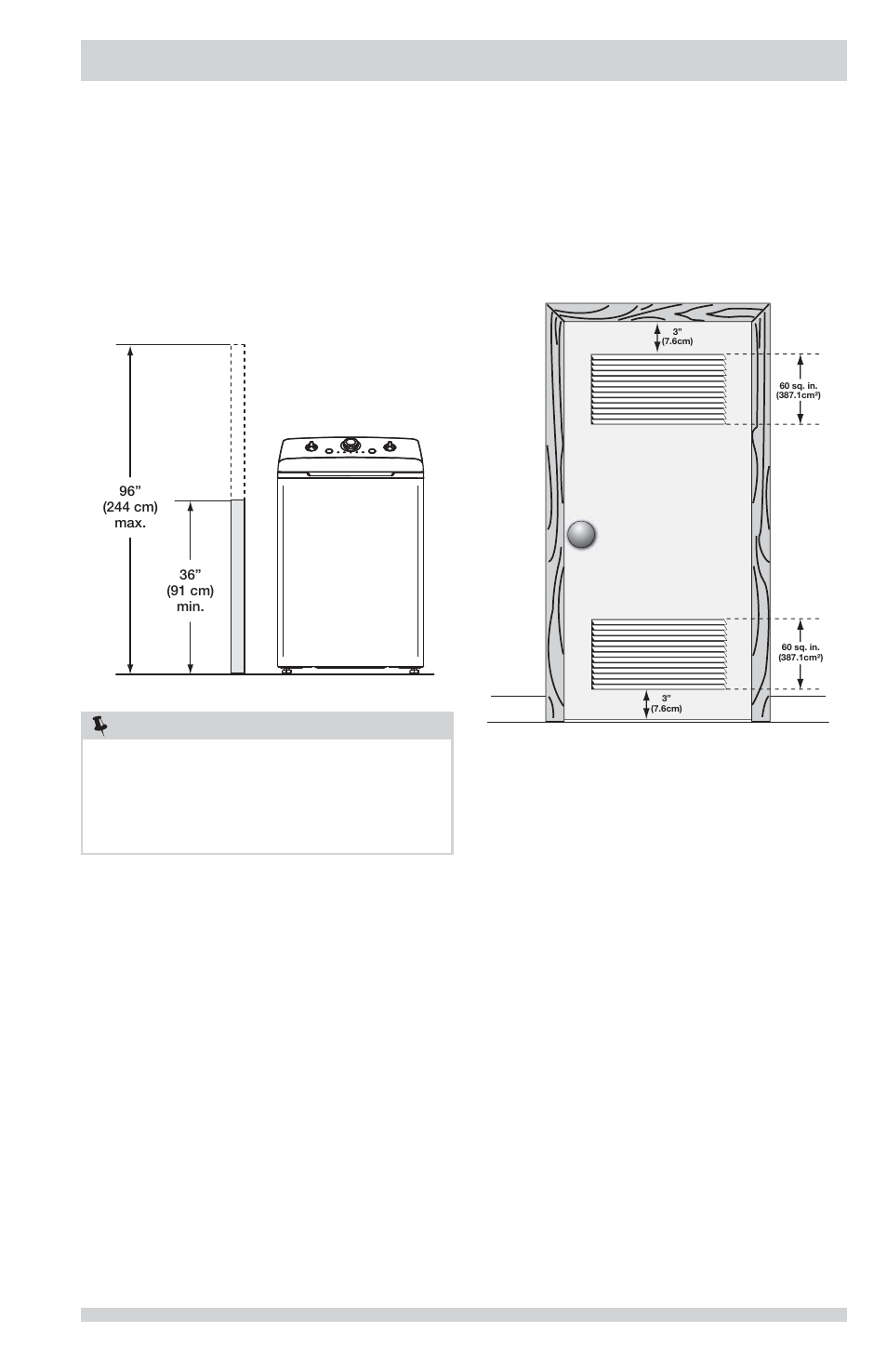 Installation requirements, Installation in a recess or closet, Drain system requirements | FRIGIDAIRE FFTW1001PW User Manual | Page 5 / 32