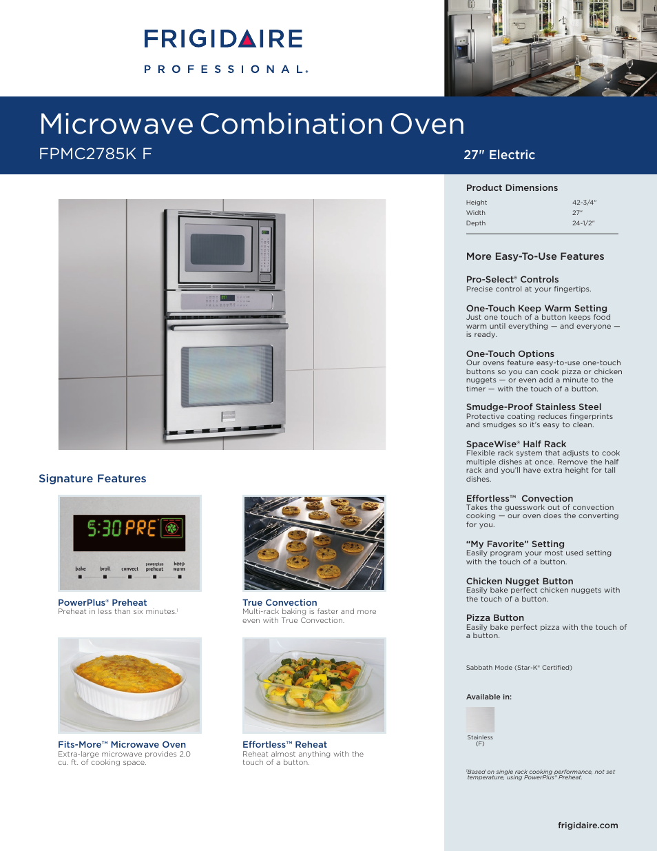 FRIGIDAIRE FPMC2785KF User Manual | 5 pages
