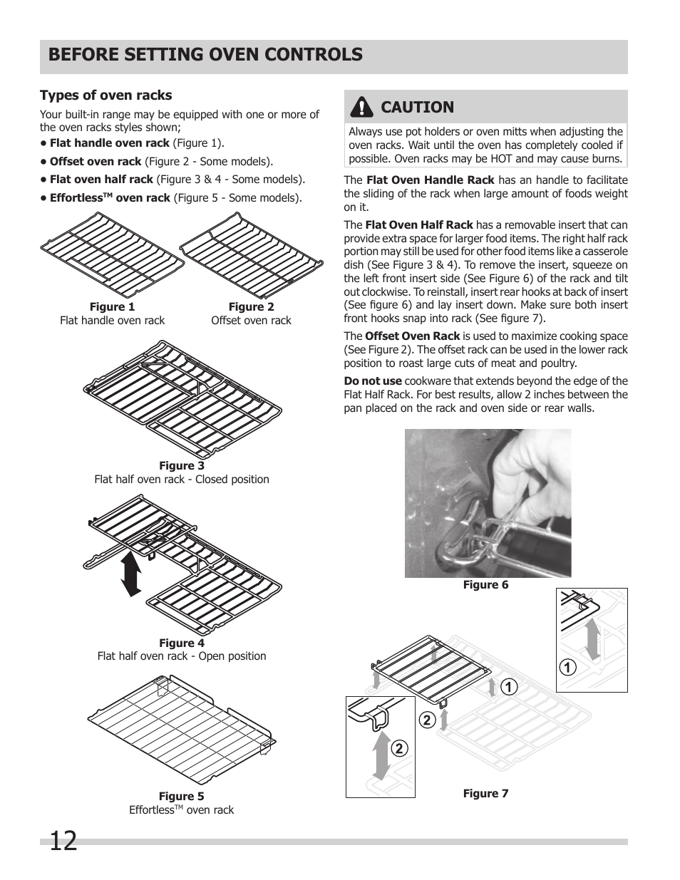 Before setting oven controls, Caution | FRIGIDAIRE FGGS3065KB User Manual | Page 12 / 40