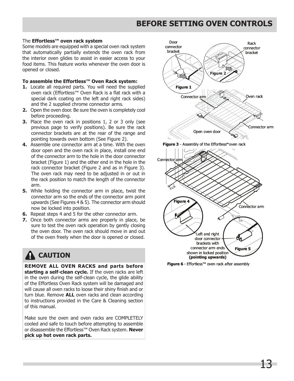 Before setting oven controls, Caution | FRIGIDAIRE FGGS3065KB User Manual | Page 13 / 40