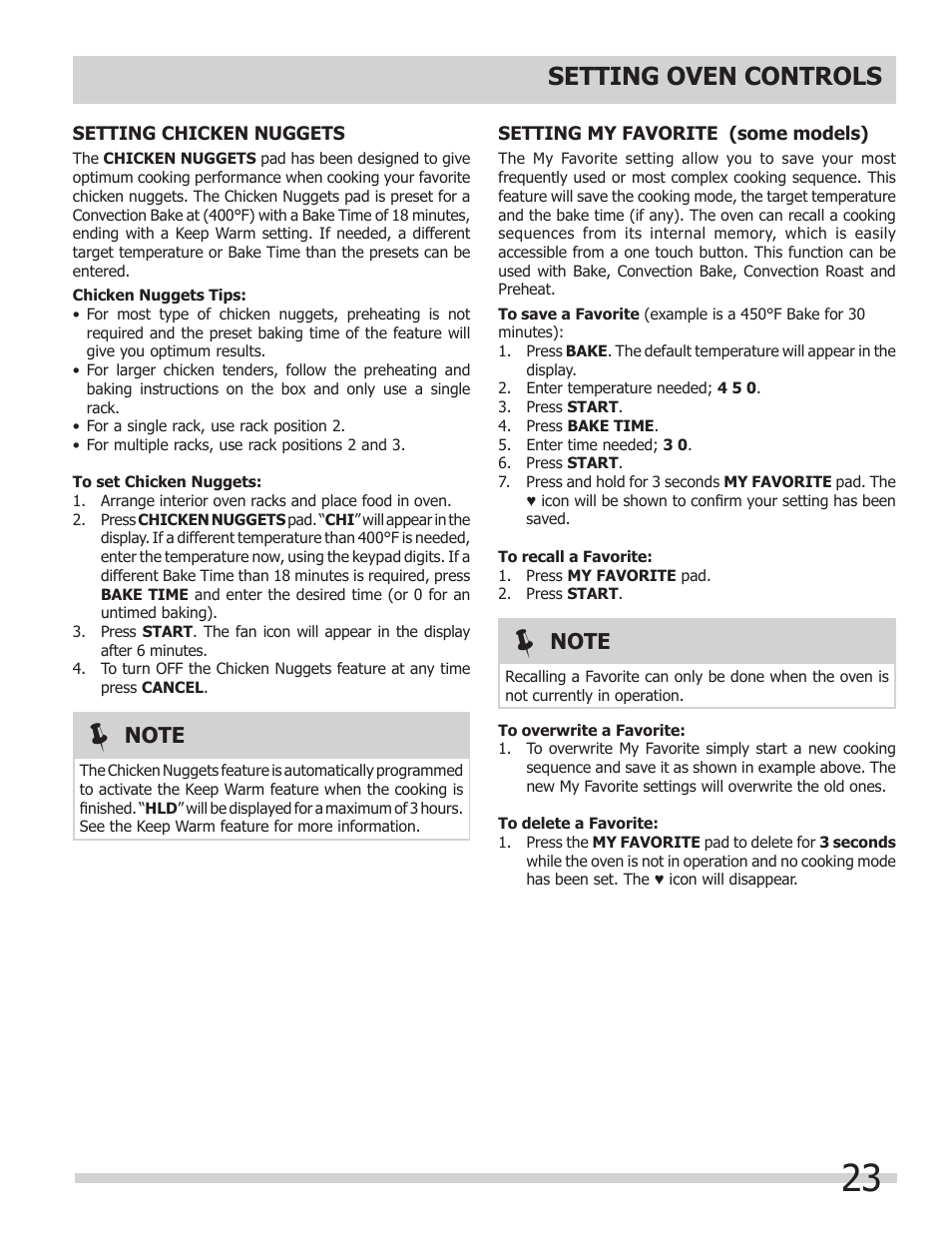 Setting oven controls | FRIGIDAIRE FGGS3065KB User Manual | Page 23 / 40