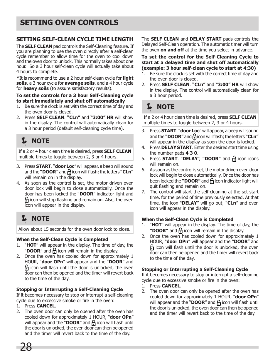 Setting oven controls | FRIGIDAIRE FGGS3065KB User Manual | Page 28 / 40