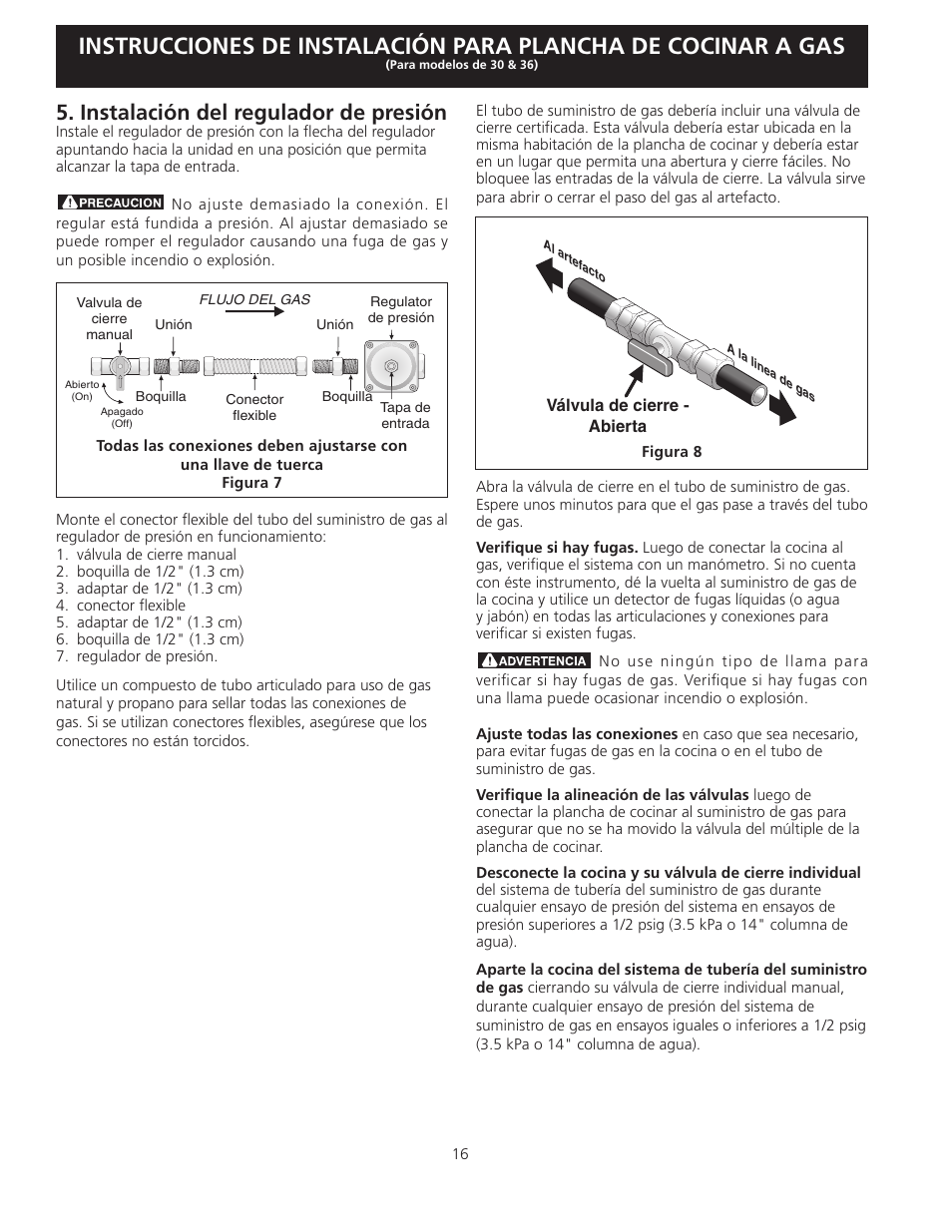 Instalación del regulador de presión | FRIGIDAIRE FFGC3025LW User Manual | Page 16 / 28