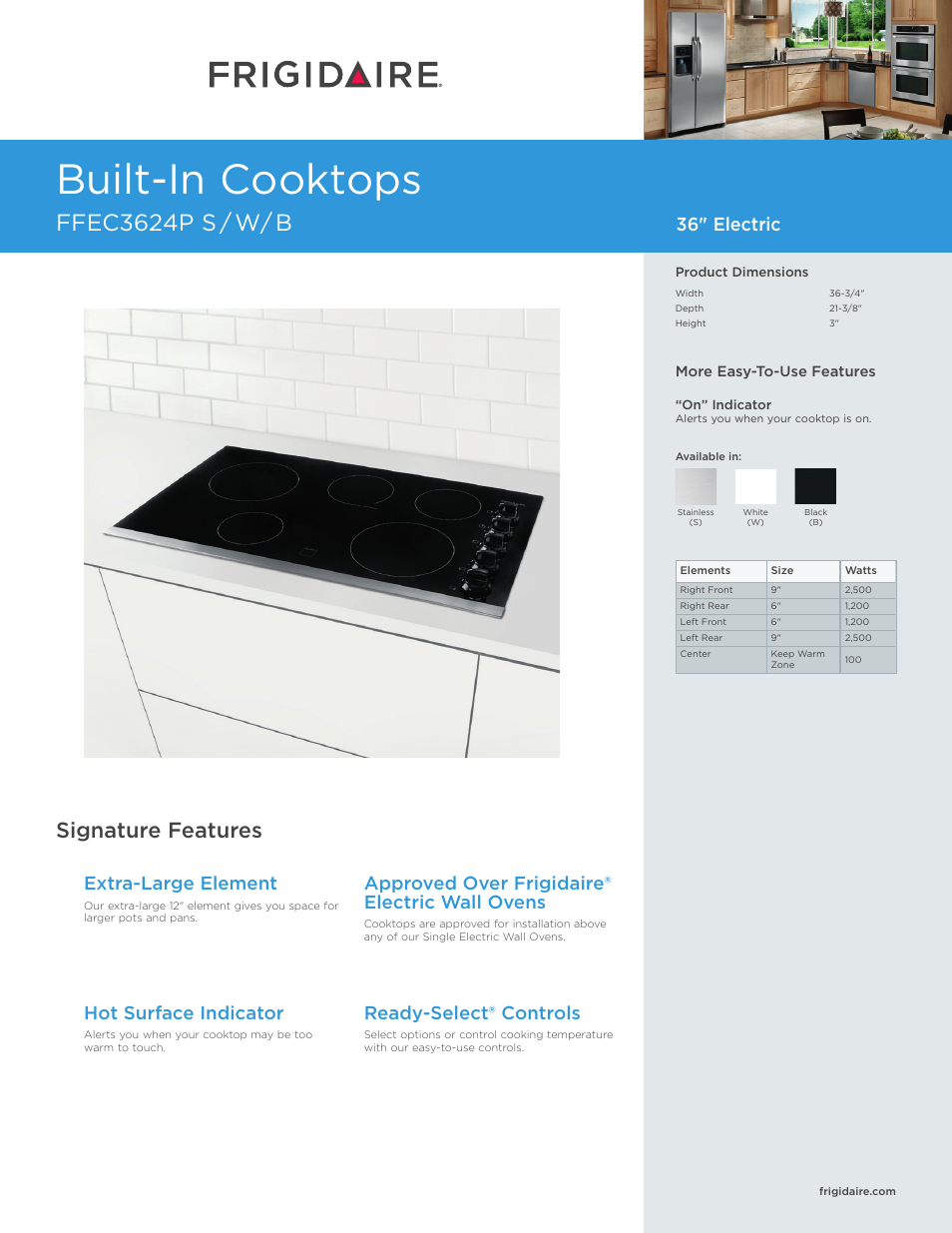 FRIGIDAIRE FFEC3624PB User Manual | 5 pages