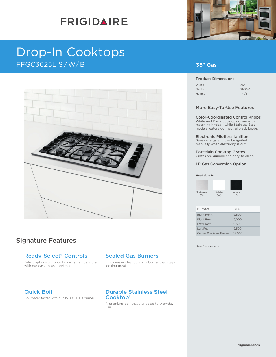 FRIGIDAIRE FFGC3625LB User Manual | 5 pages