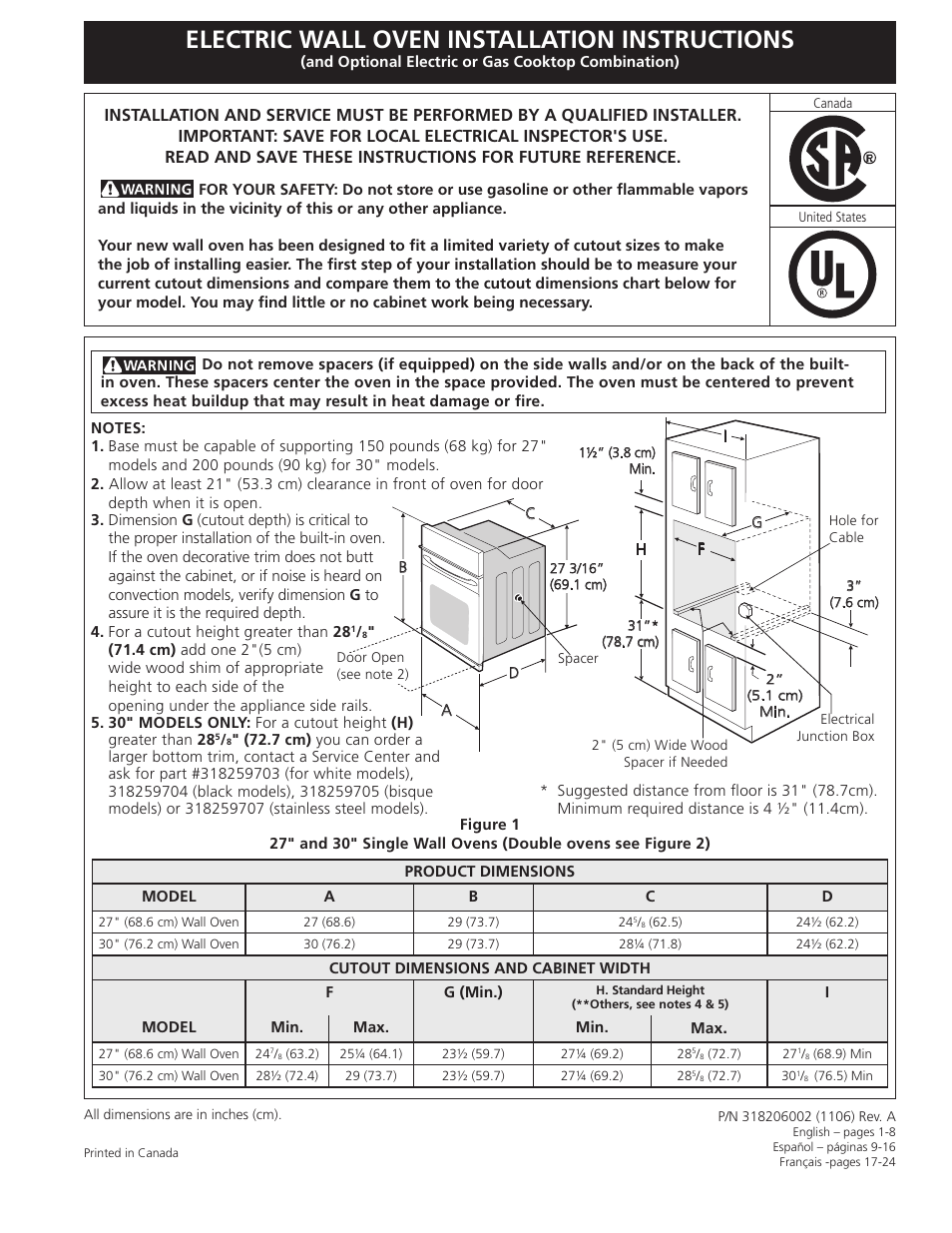 FRIGIDAIRE FGET3065KB User Manual | 24 pages