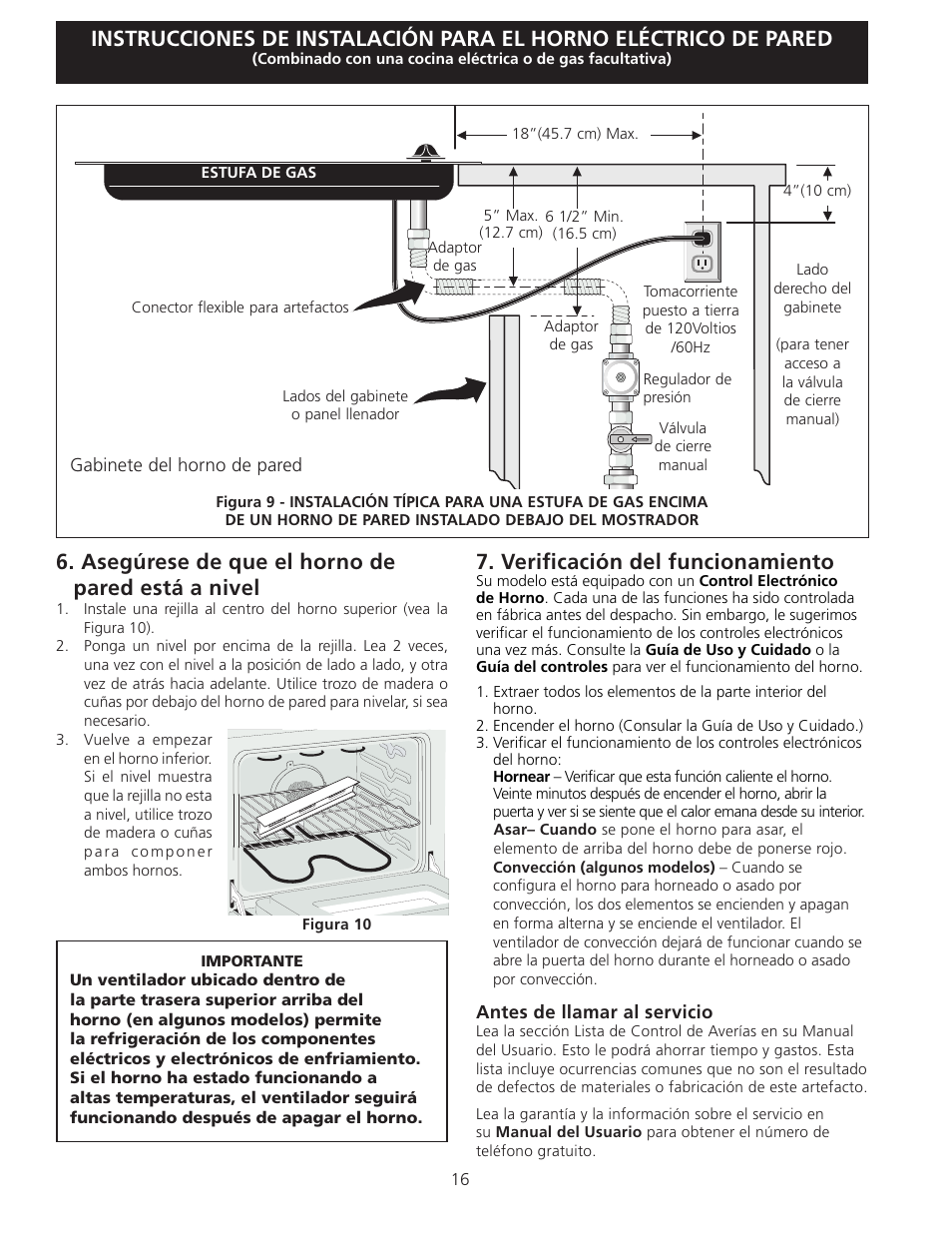 Verificación del funcionamiento, Asegúrese de que el horno de pared está a nivel | FRIGIDAIRE FGET3065KB User Manual | Page 16 / 24