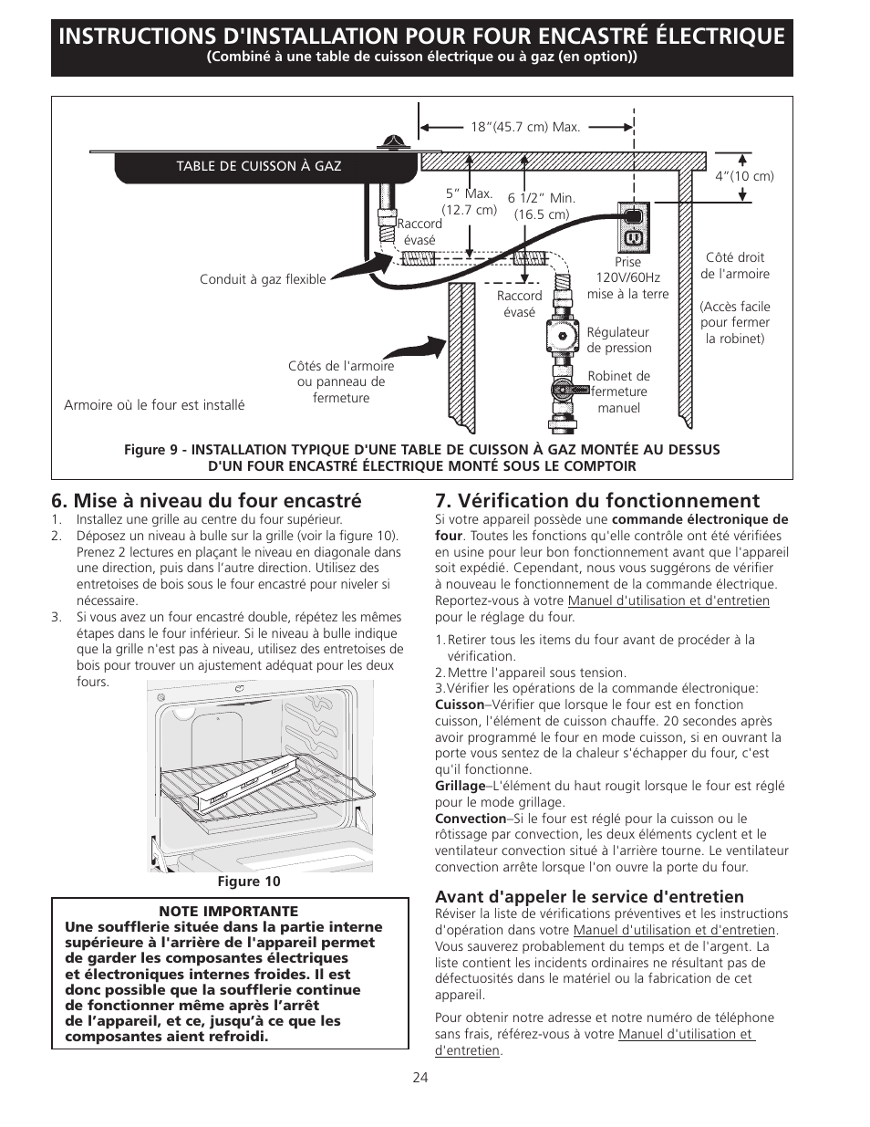 Mise à niveau du four encastré, Vérification du fonctionnement | FRIGIDAIRE FGET3065KB User Manual | Page 24 / 24