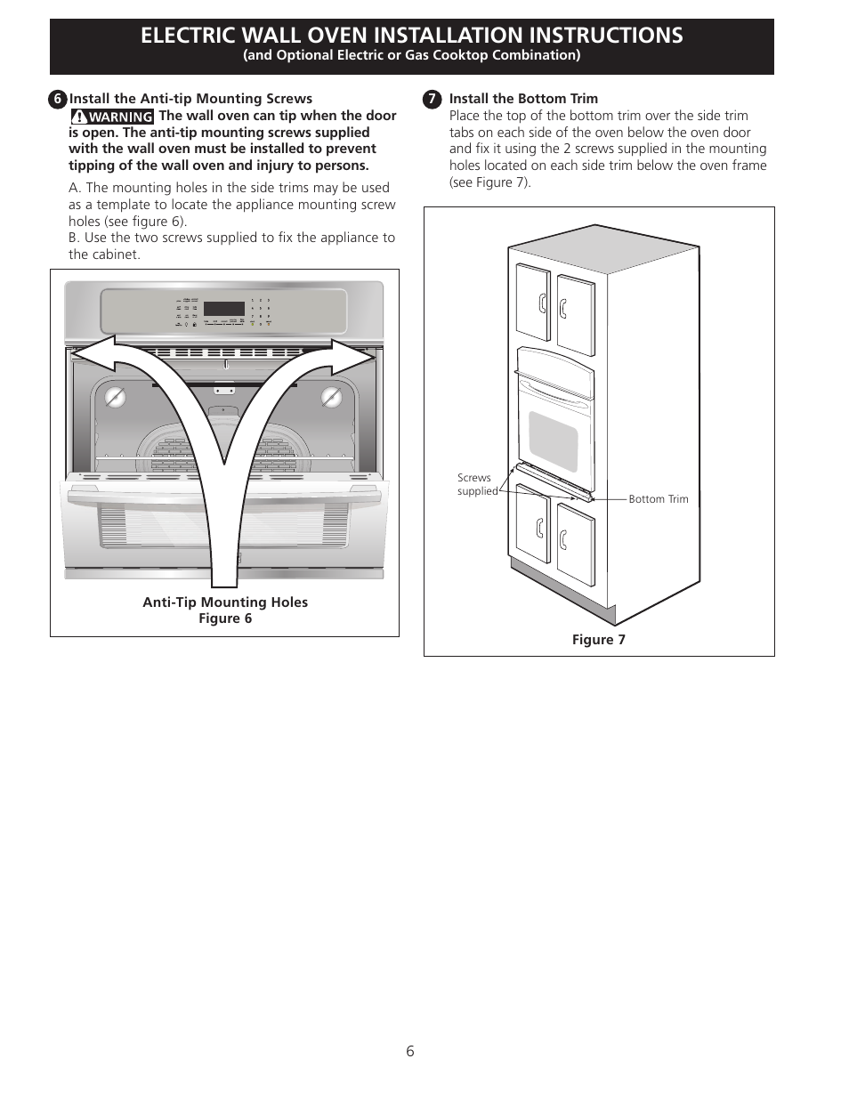 Electric wall oven installation instructions | FRIGIDAIRE FGET3065KB User Manual | Page 6 / 24