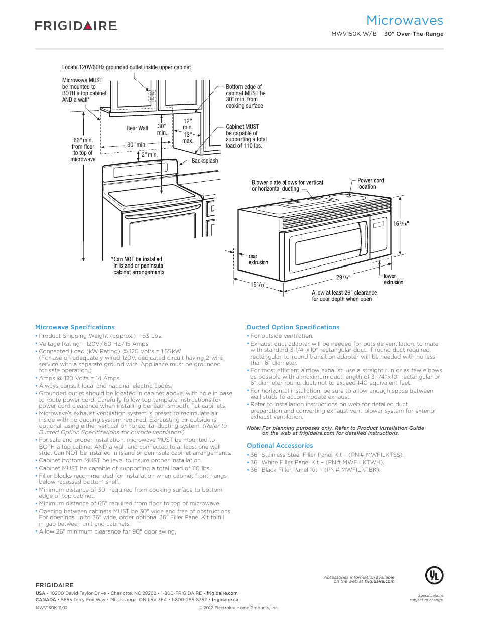 Microwaves | FRIGIDAIRE MWV150KW User Manual | Page 3 / 7