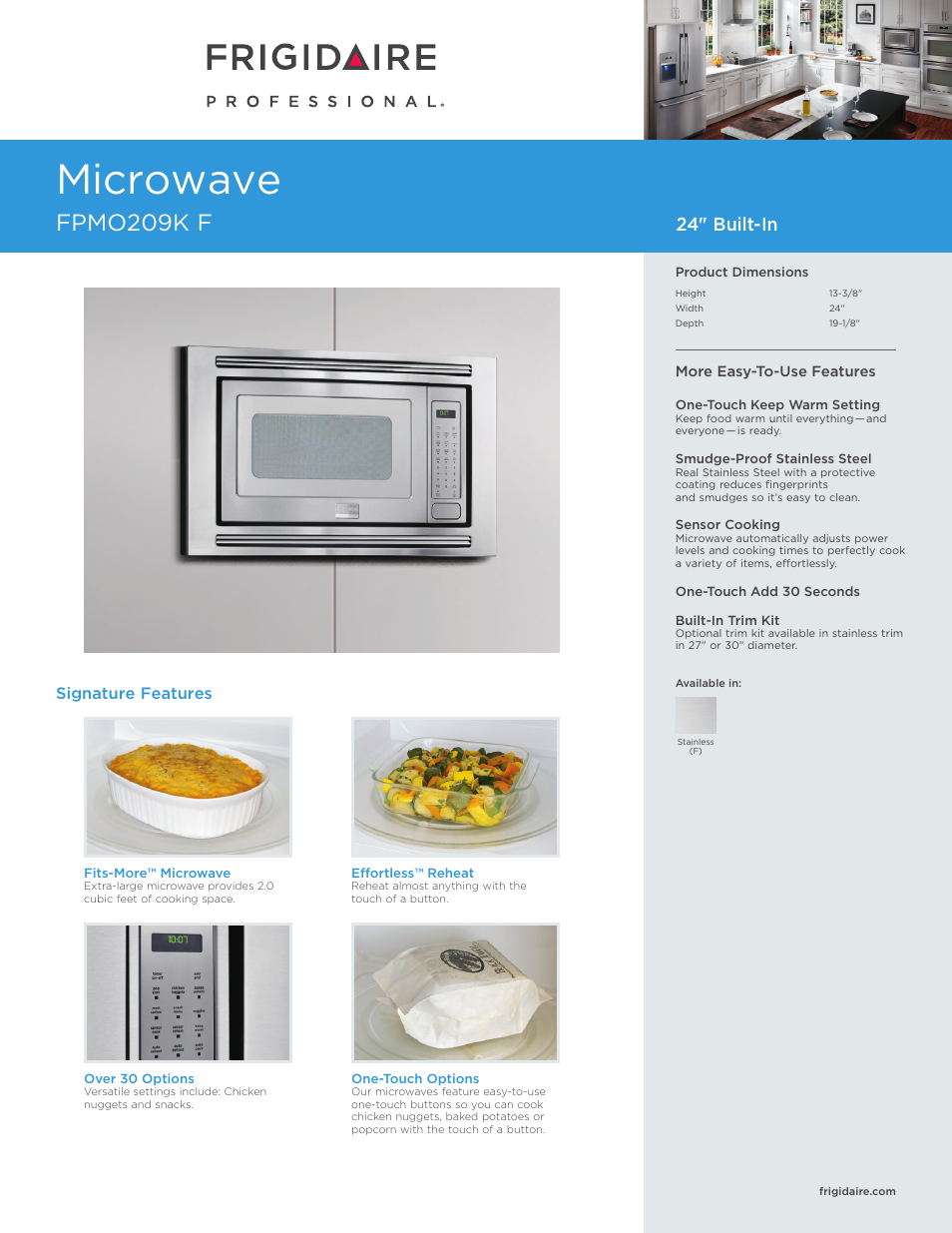 FRIGIDAIRE FPMO209KF User Manual | 7 pages