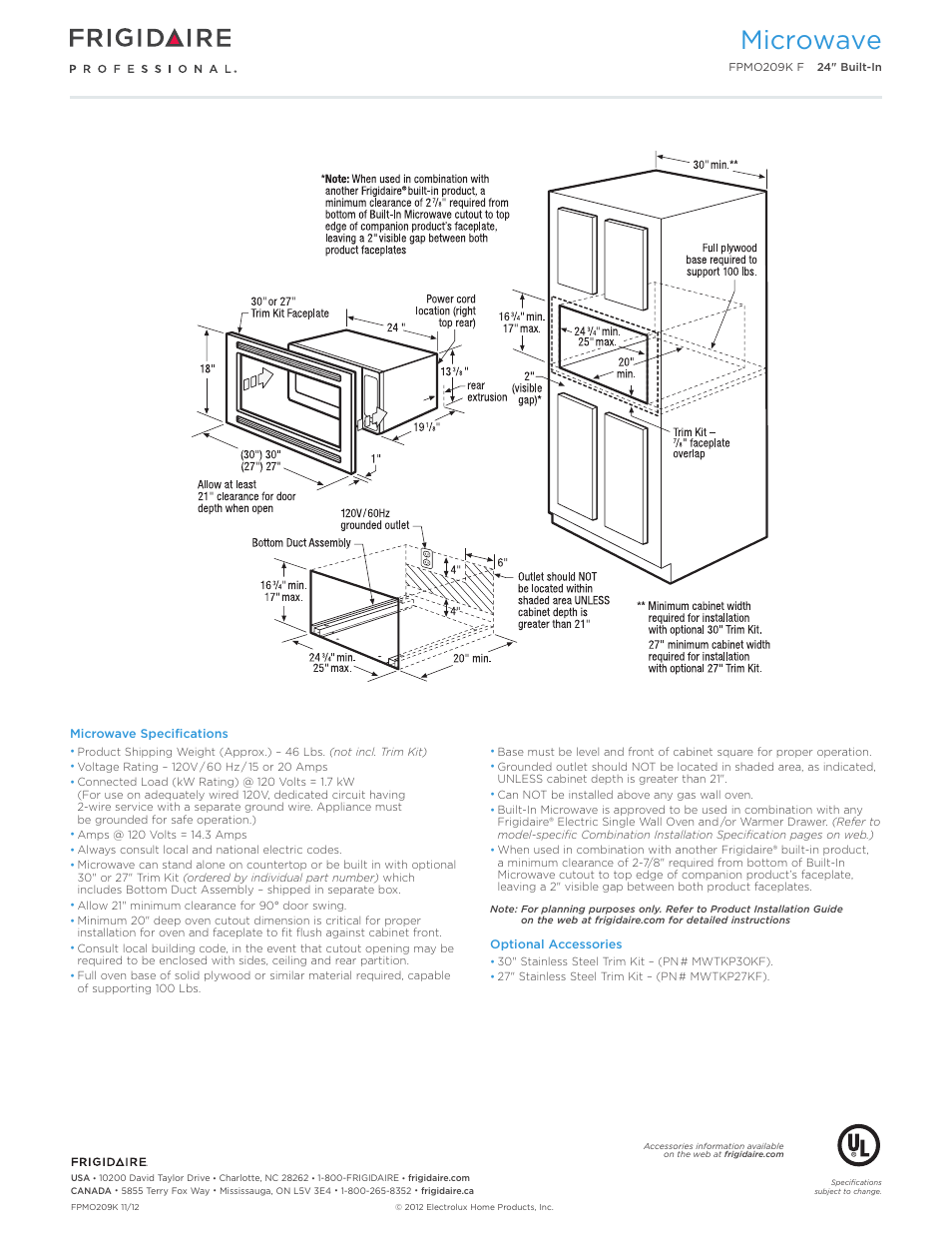 Microwave | FRIGIDAIRE FPMO209KF User Manual | Page 3 / 7