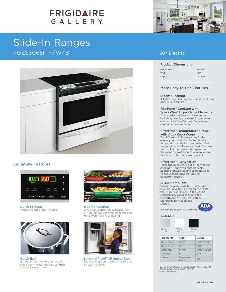 FRIGIDAIRE FGES3065PB User Manual | 7 pages
