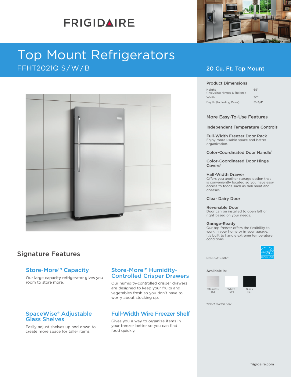 FRIGIDAIRE FFHT2021QB User Manual | 4 pages