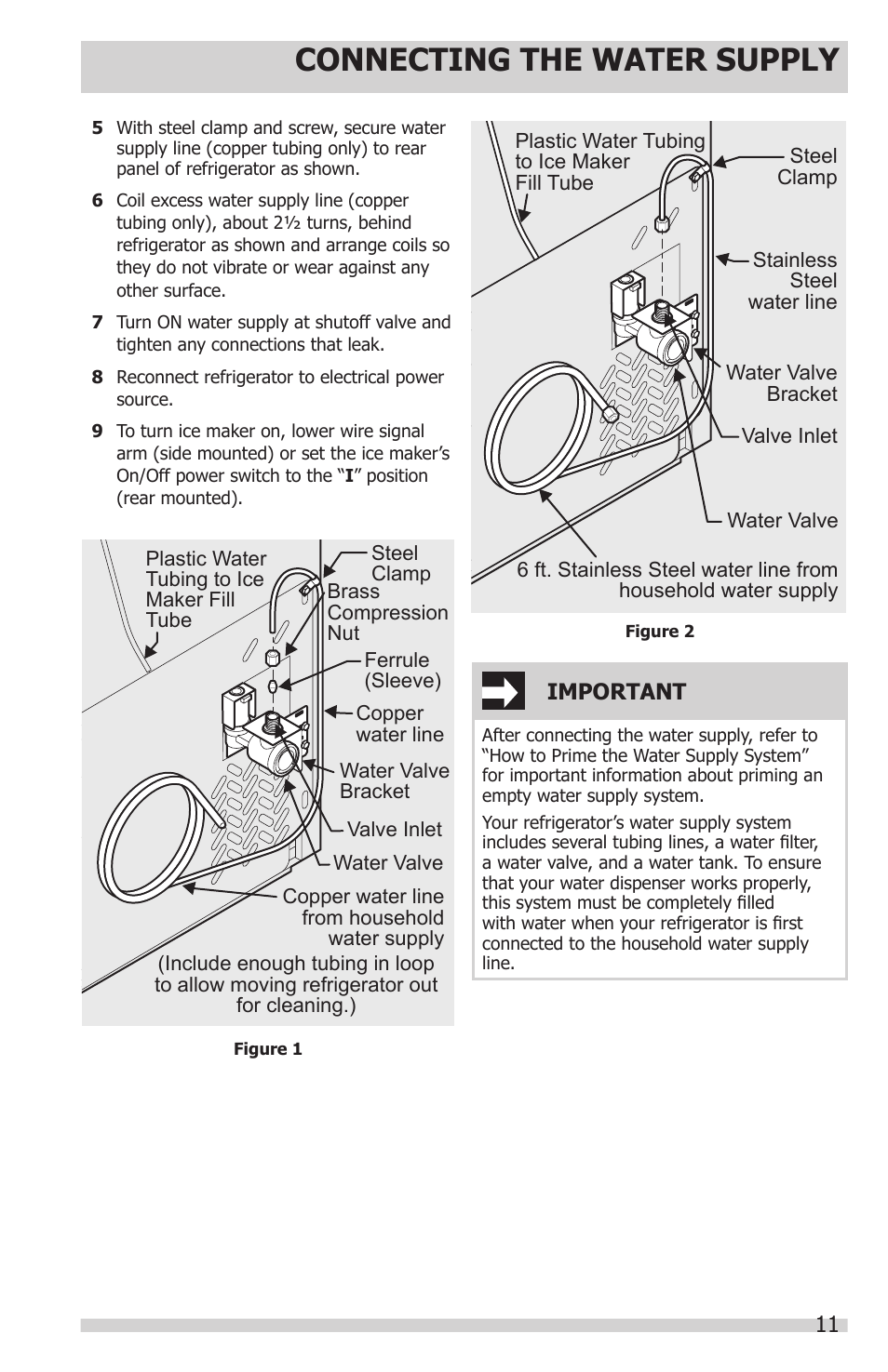 Connecting the water supply | FRIGIDAIRE FFHS2622MS User Manual | Page 11 / 30
