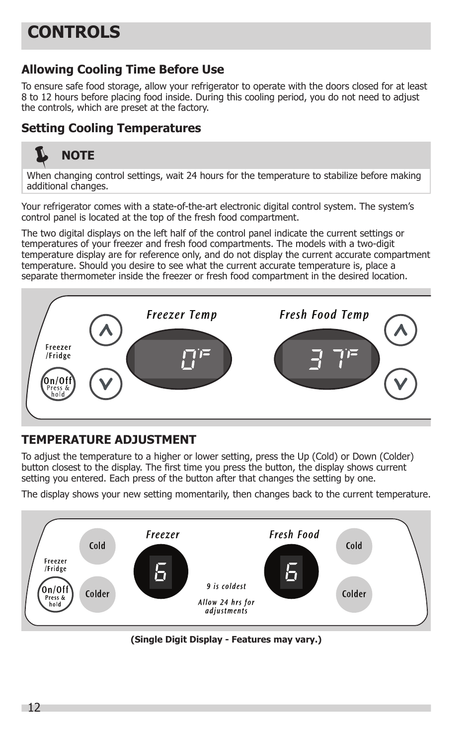 Controls | FRIGIDAIRE FFHS2622MS User Manual | Page 12 / 30