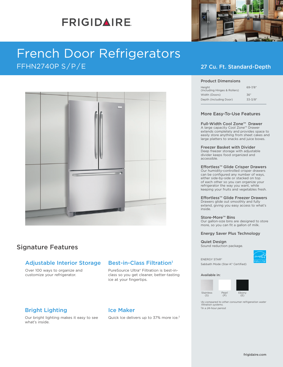 FRIGIDAIRE FFHN2740PS User Manual | 4 pages