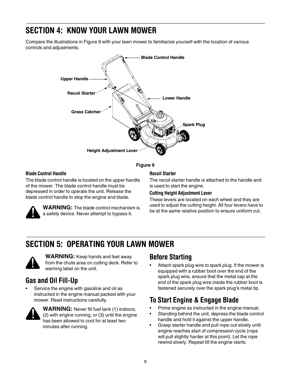 Gas and oil fill-up, Before starting | Bolens 416 User Manual | Page 9 / 18