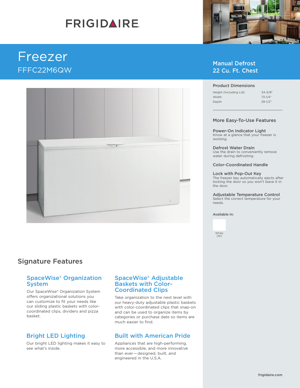 FRIGIDAIRE FFFC22M6QW User Manual | 3 pages
