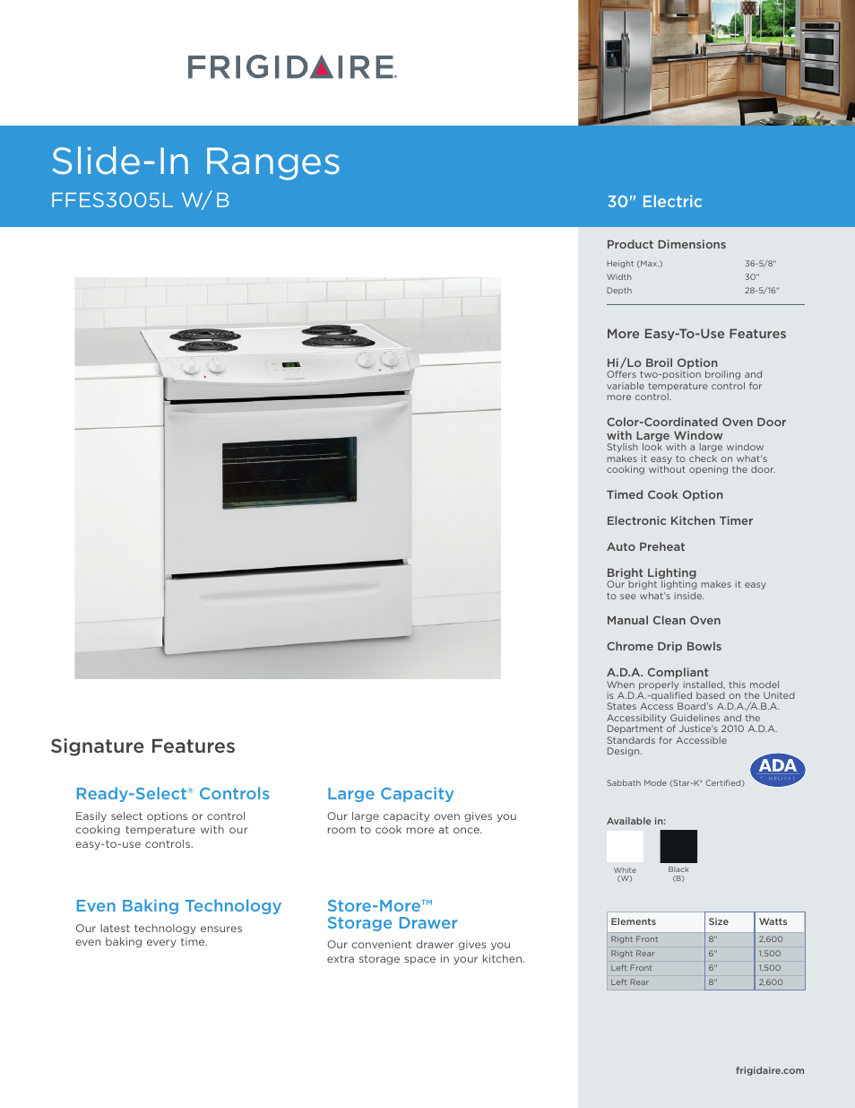 FRIGIDAIRE FFES3005LW User Manual | 7 pages