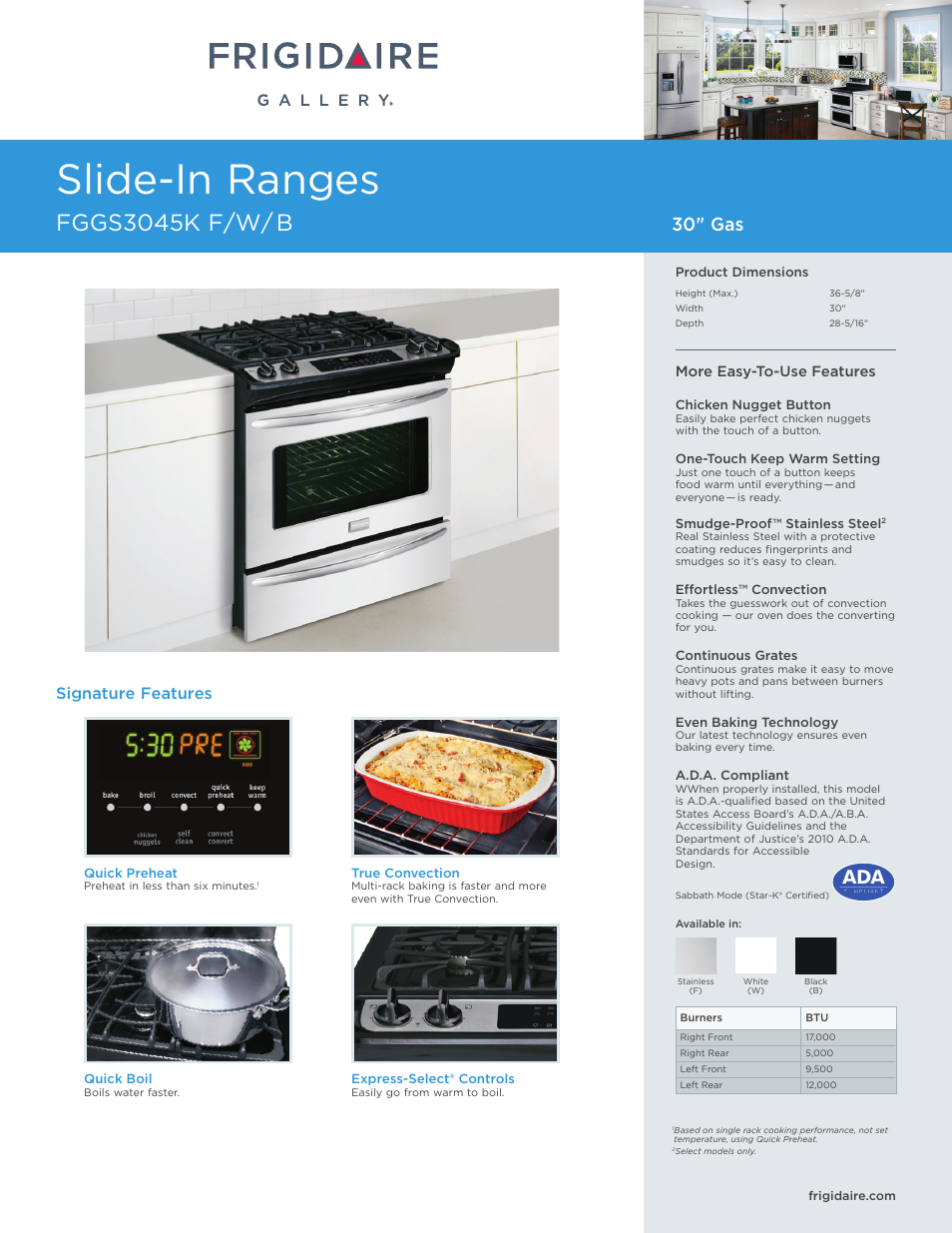 FRIGIDAIRE FGGS3045KB User Manual | 7 pages