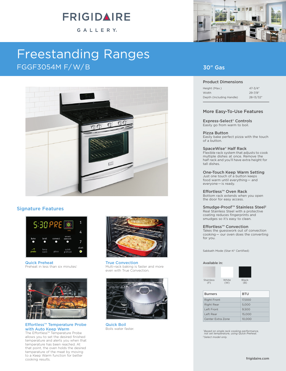 FRIGIDAIRE FGGF3054MB User Manual | 7 pages