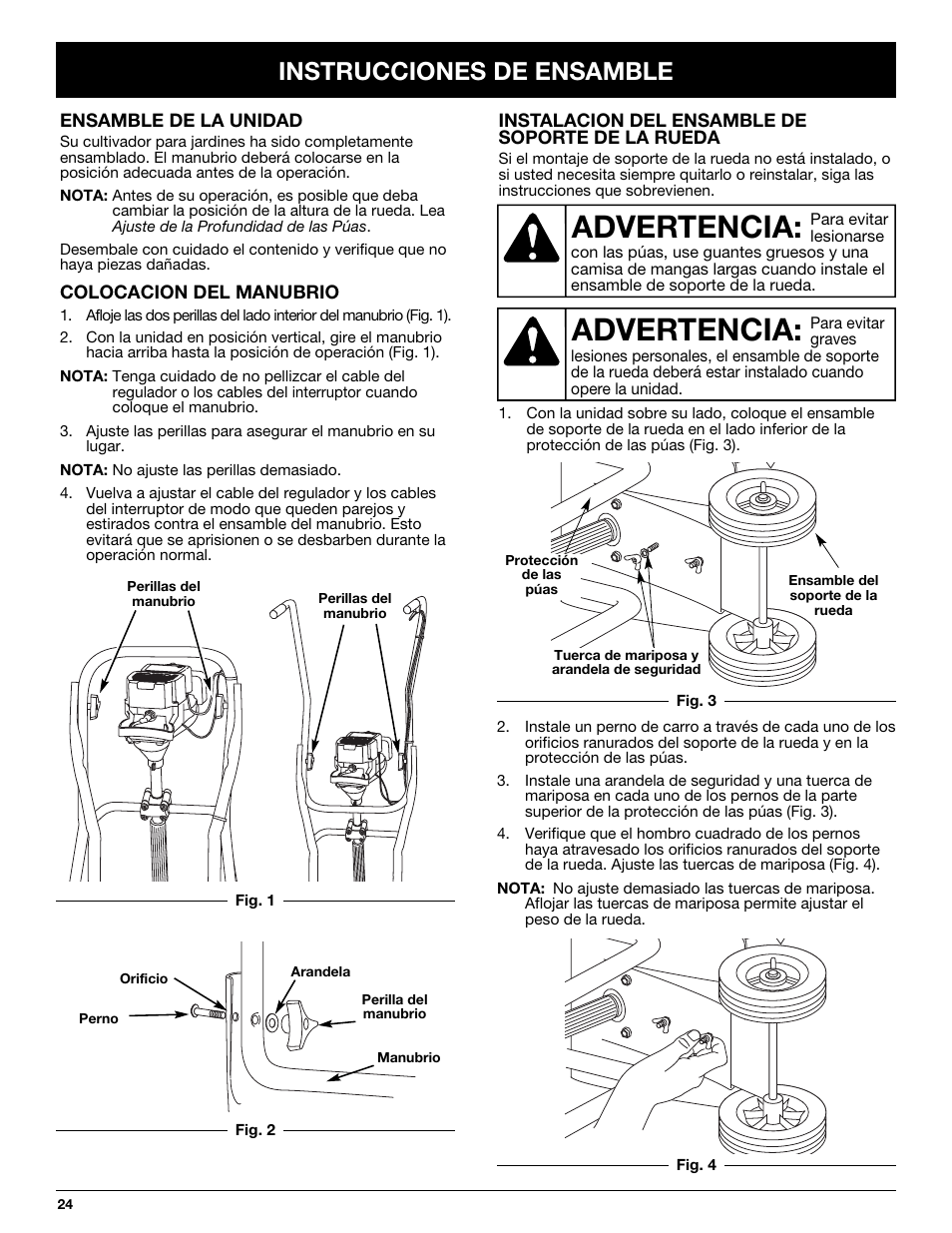 Advertencia, Instrucciones de ensamble | Craftsman 316.292620 User Manual | Page 24 / 40