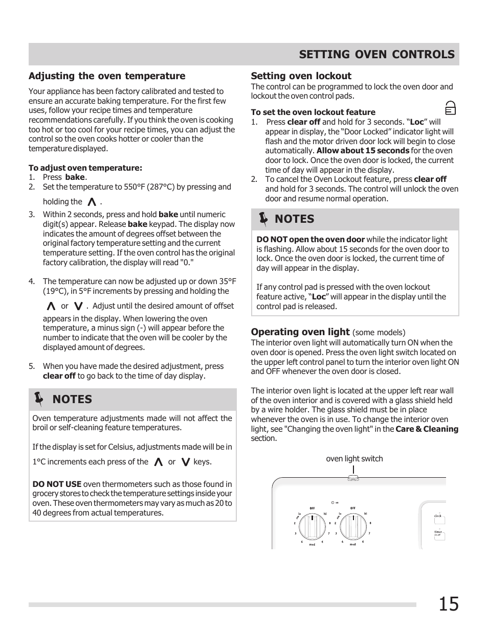 Setting oven controls | FRIGIDAIRE FFEF3015PB User Manual | Page 15 / 24