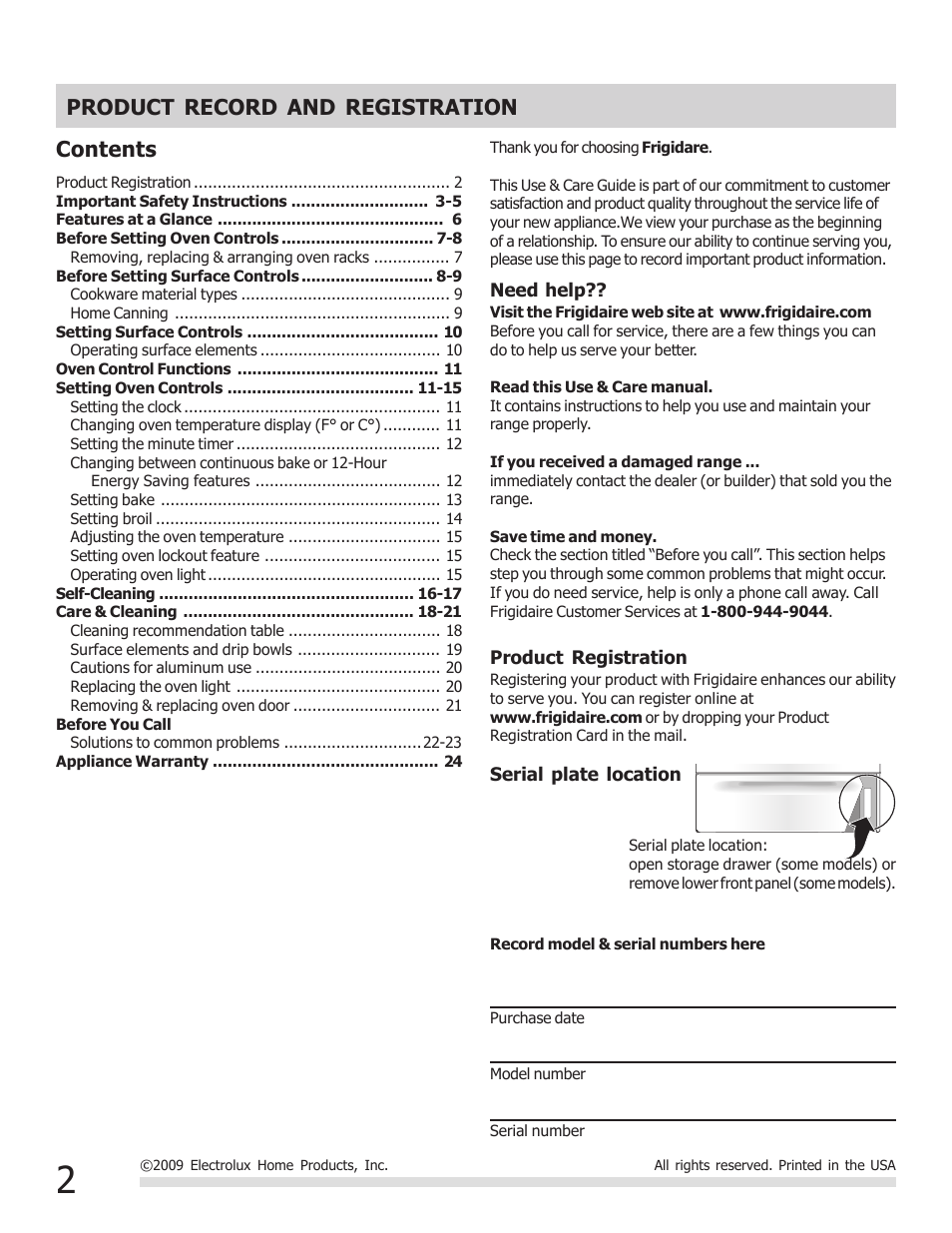FRIGIDAIRE FFEF3015PB User Manual | Page 2 / 24