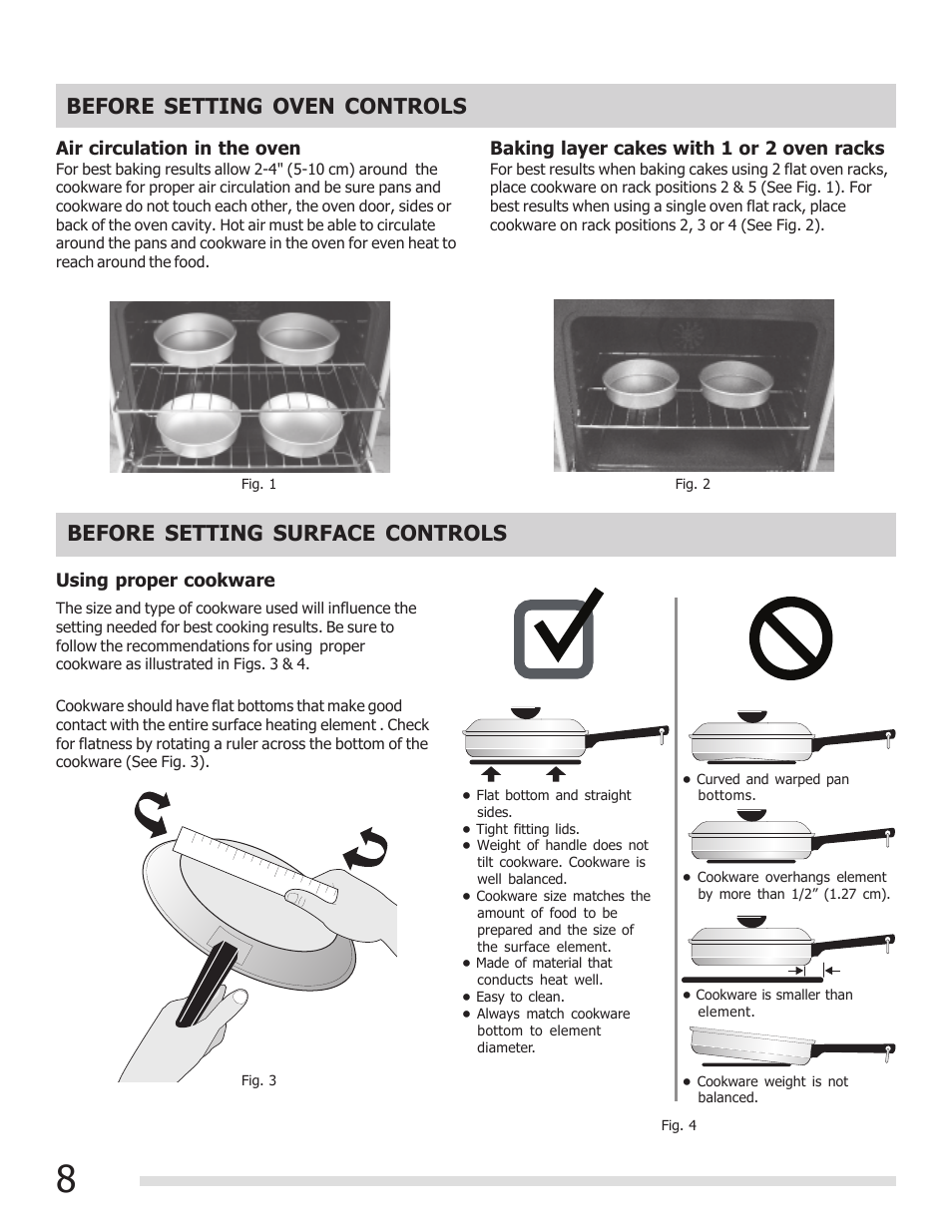Before setting oven controls, Before setting surface controls | FRIGIDAIRE FFEF3015PB User Manual | Page 8 / 24