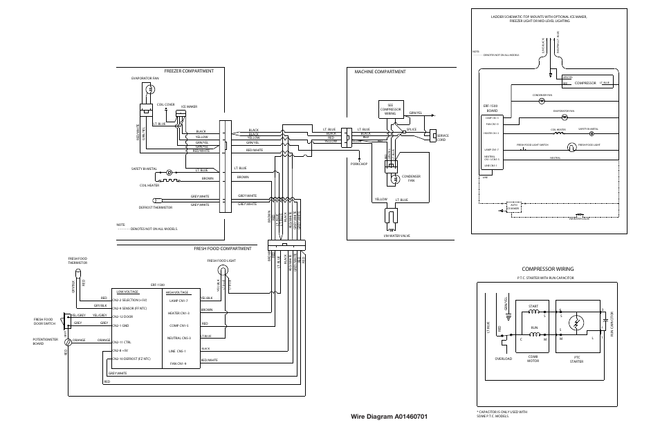 Compressor wiring | FRIGIDAIRE FFTR1614QW User Manual | Page 2 / 2