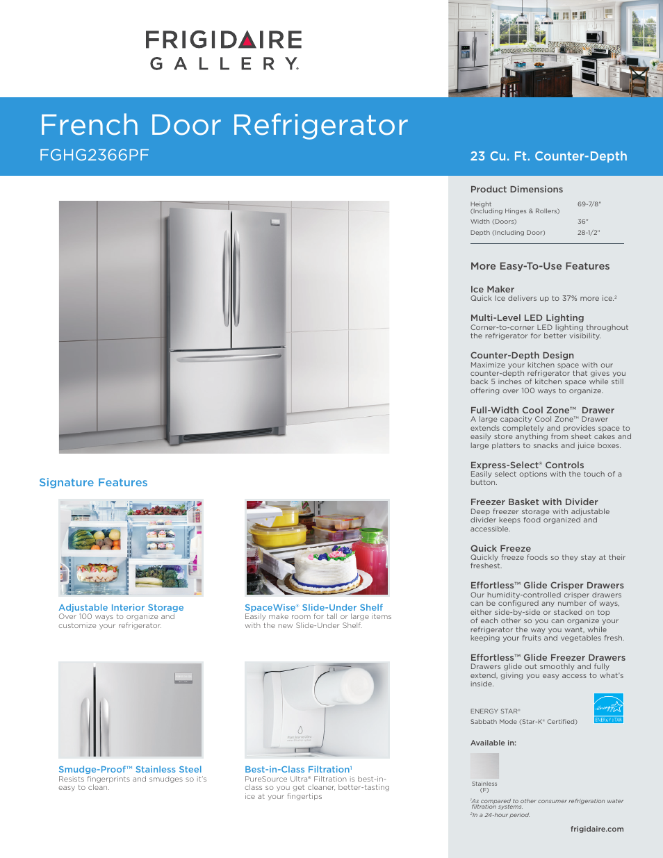 FRIGIDAIRE FGHG2366PF User Manual | 4 pages
