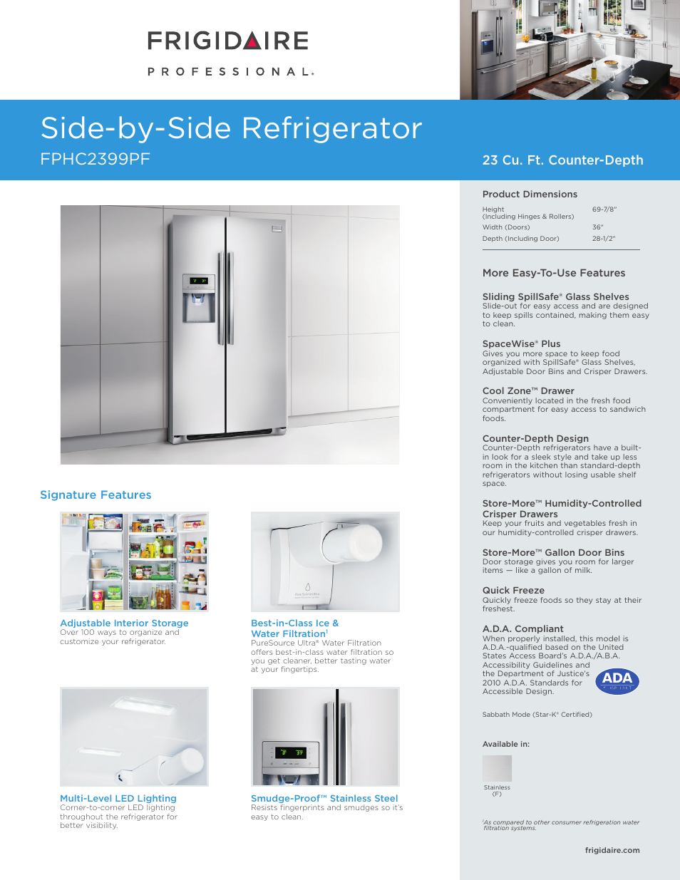 FRIGIDAIRE FPHC2399PF User Manual | 4 pages
