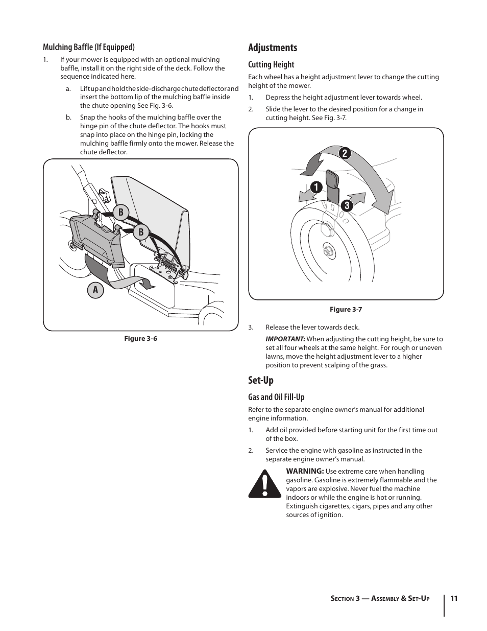 Adjustments, Set-up | MTD Series 080 User Manual | Page 11 / 40