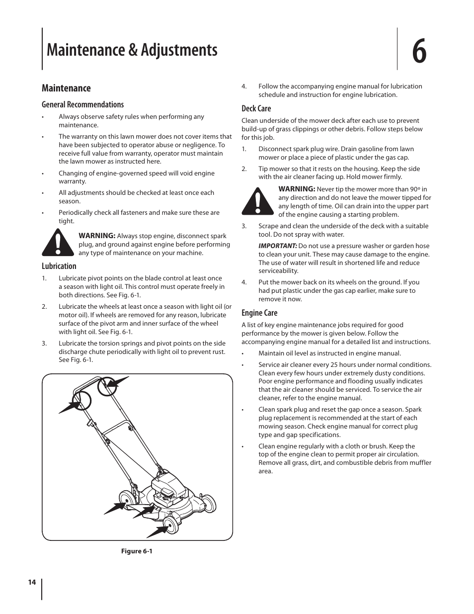 Maintenance & adjustments, Maintenance | MTD Series 080 User Manual | Page 14 / 40