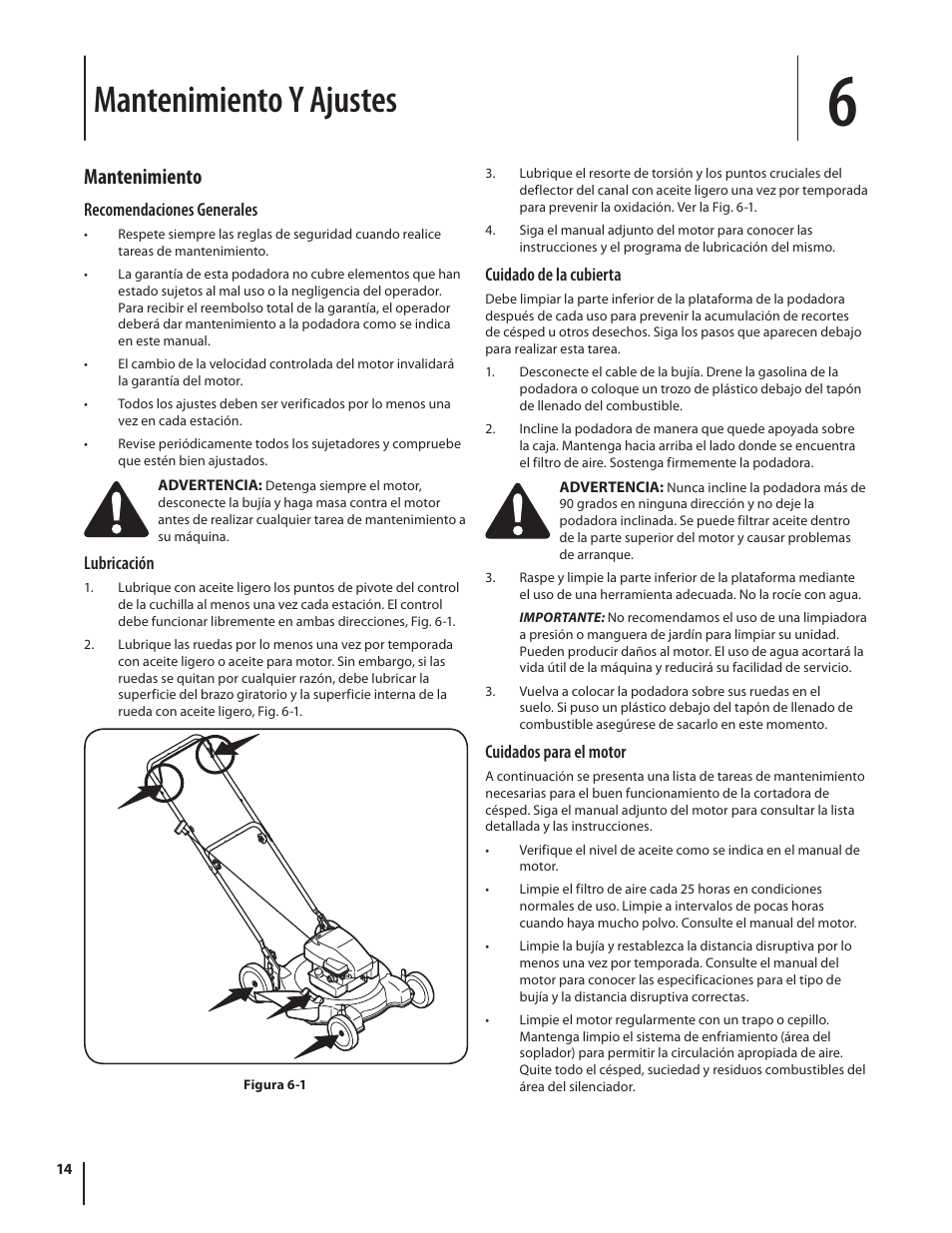 Mantenimiento y ajustes, Mantenimiento | MTD Series 080 User Manual | Page 34 / 40