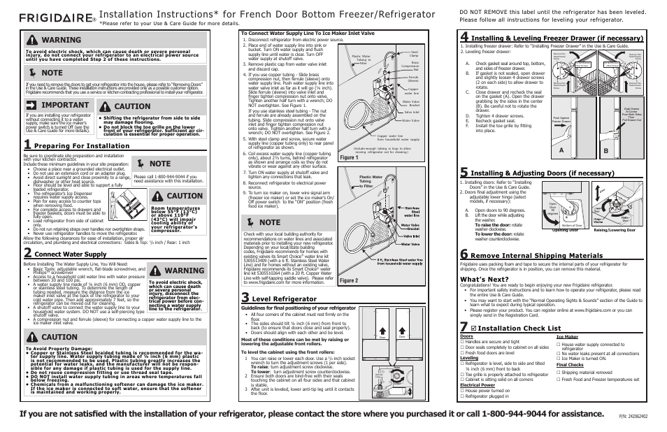 FRIGIDAIRE FGHF2366PF User Manual | 1 page