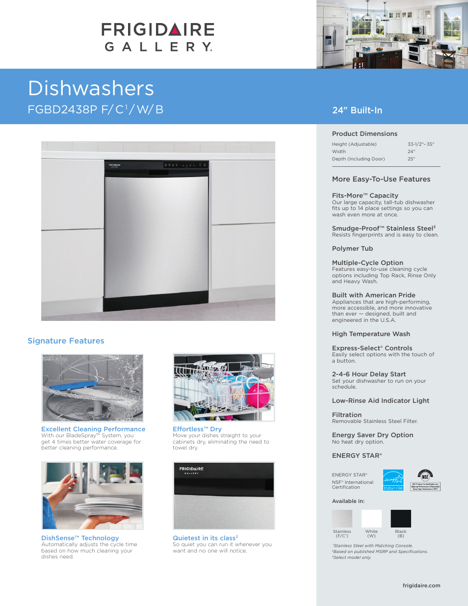 FRIGIDAIRE FGBD2438PB User Manual | 7 pages