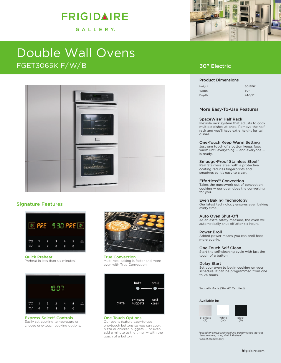 FRIGIDAIRE FGET3065KW User Manual | 6 pages